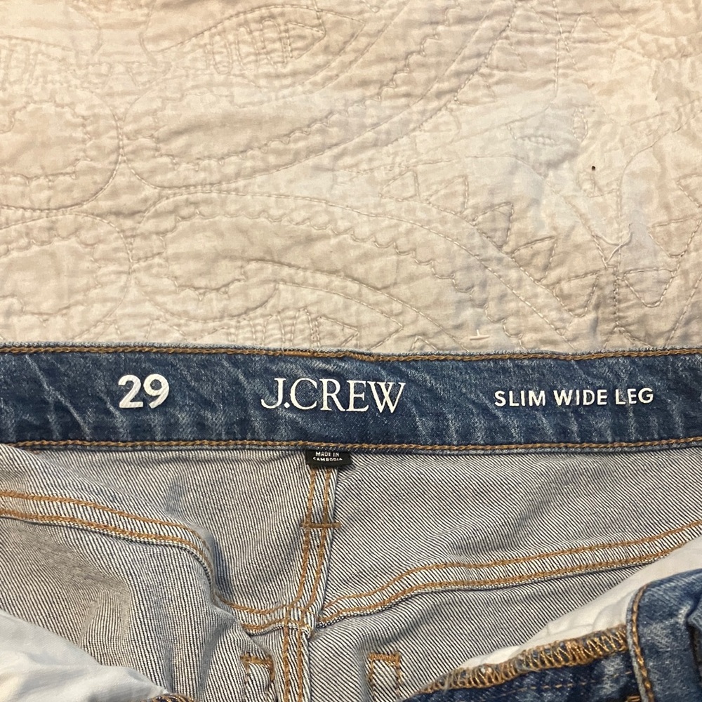 J. Crew Blue Denim Slim Wide Leg Jeans - Picture 2 of 6